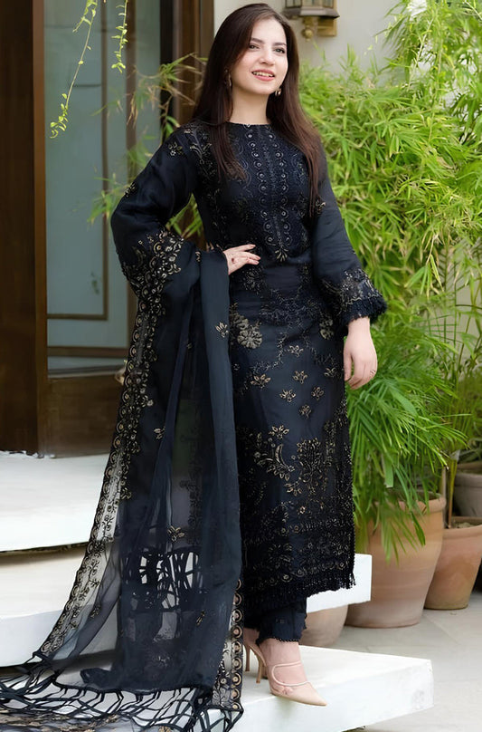 3PC Lawn Embroidered Shirt With Chiffon Embroidered Dupatta